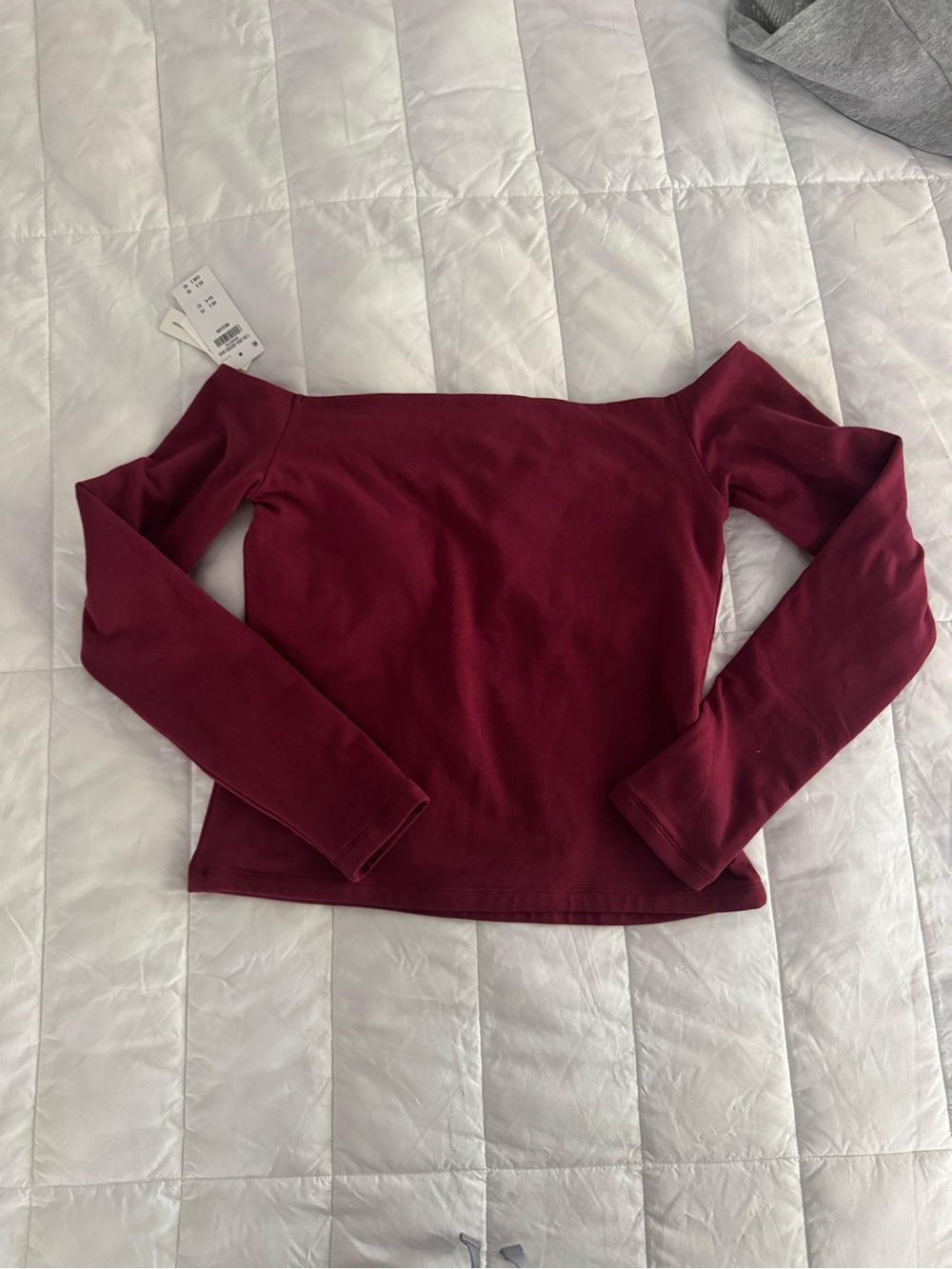 Abercrombie & Fitch Off-the-Shoulder Long Sleeve Top - Wine